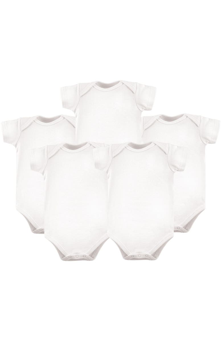Luvable Friends Five-Piece Infant Bodysuit Set, Main, color, White