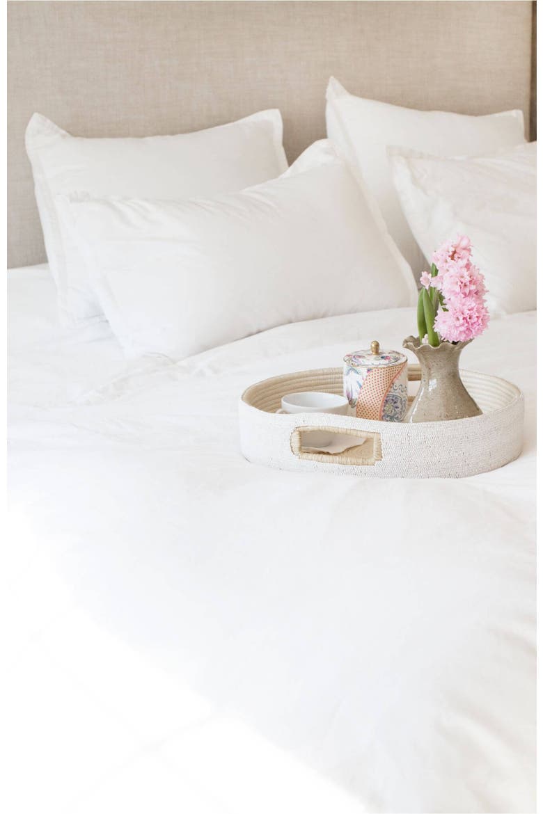 White Beaded Handle Tray, Alternate, color, White
