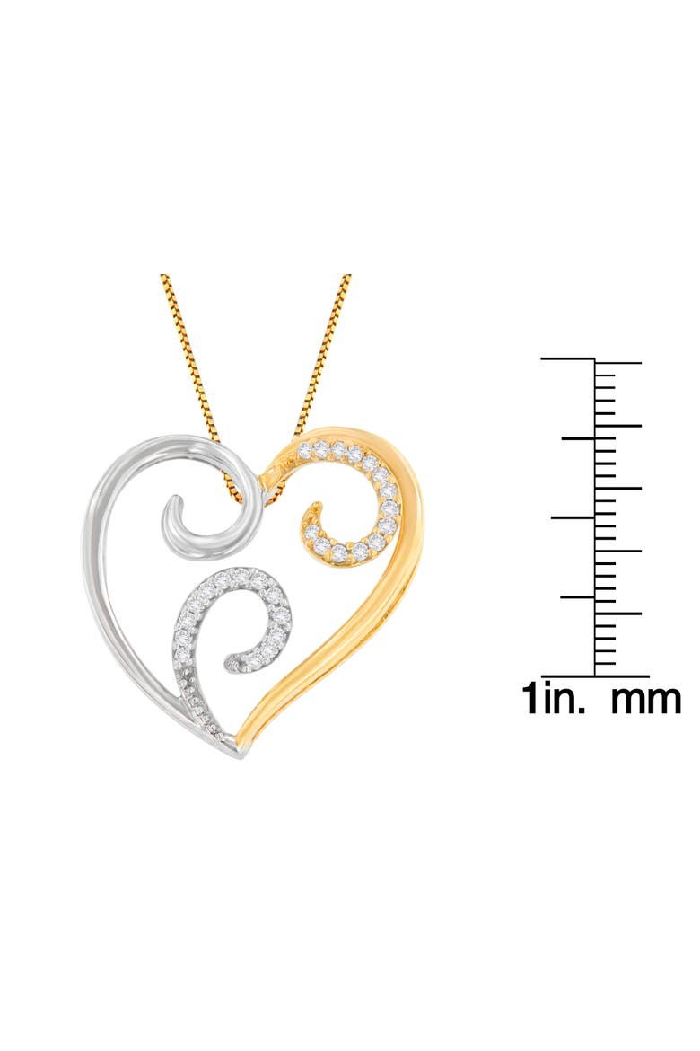10K Two-Toned Gold 1/10 cttw Round Cut Diamond Swirl Heart Accent Pendant Necklace, Alternate, color, Yellow