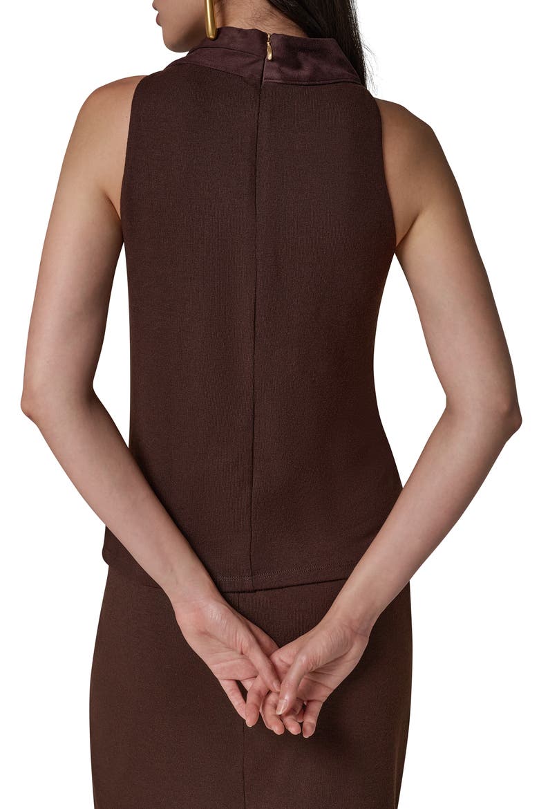 Mixed Media Tie Neck Tank, Alternate, color, ESPRESSO