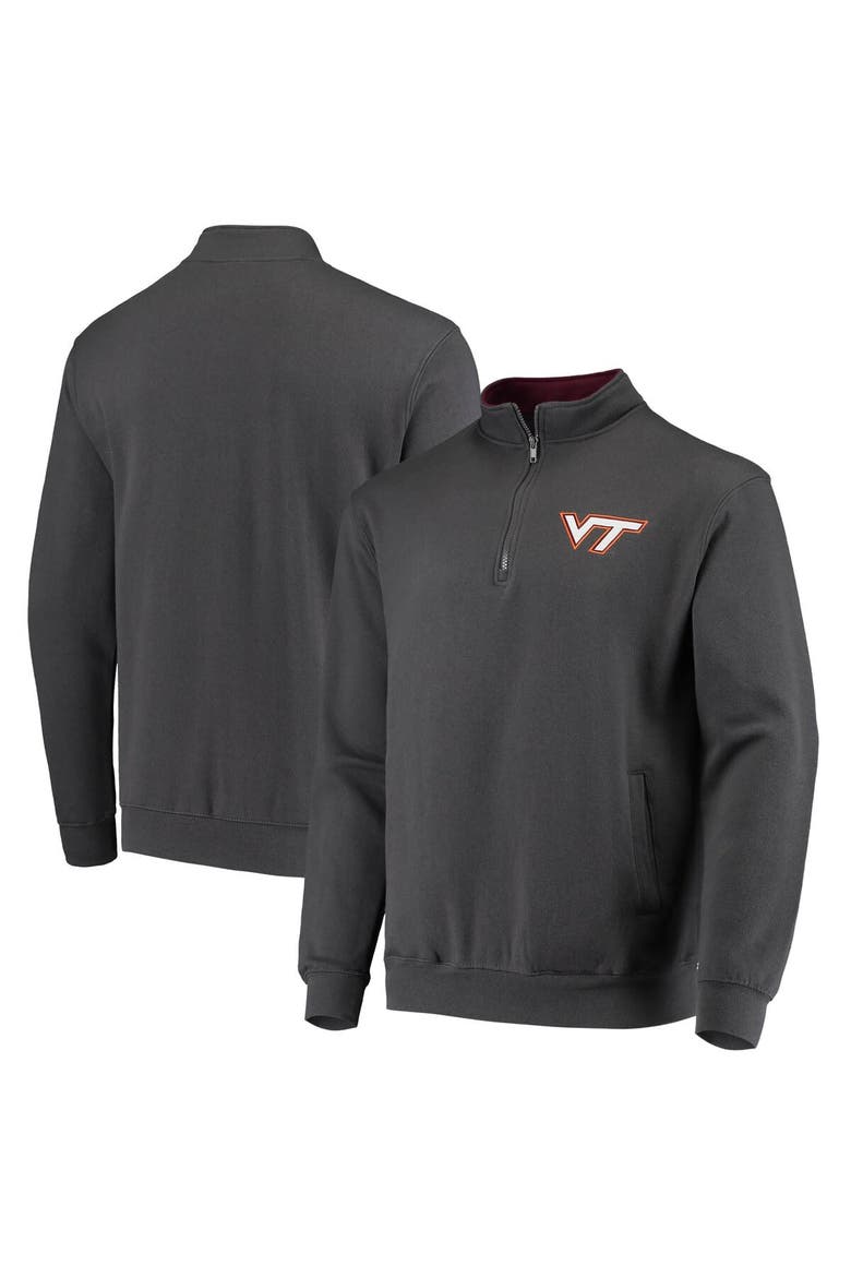 Men's Colosseum Charcoal Virginia Tech Hokies Tortugas Logo Quarter-Zip Jacket, Main, color, Charcoal