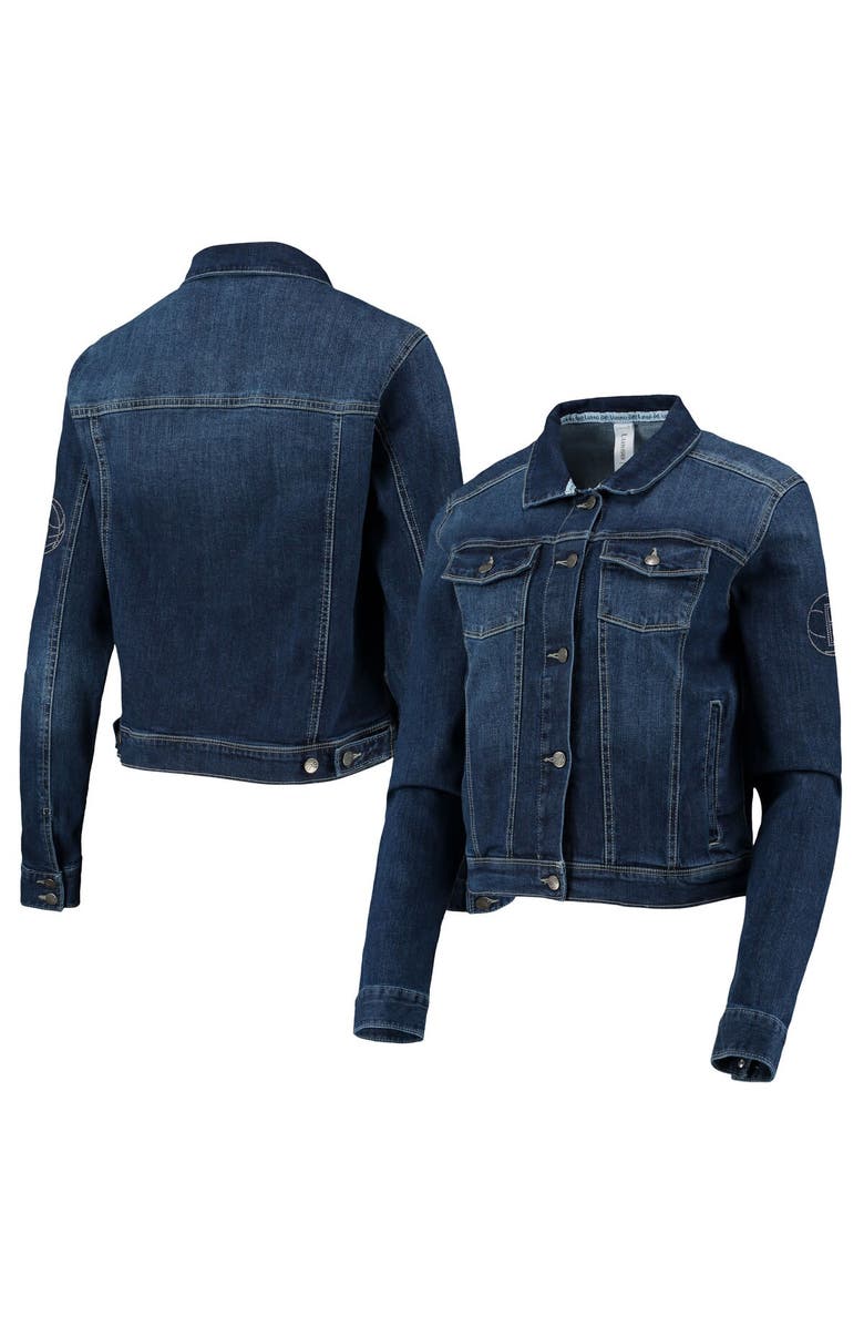 LUSSO Women's Lusso Blue Brooklyn Nets Georgie Swarovski Crystals Button-Up Denim Jacket, Main, color, Blue