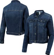 LUSSO Women's Lusso Blue Brooklyn Nets Georgie Swarovski Crystals Button-Up Denim Jacket