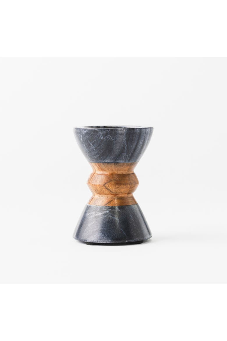 Monarch Marble & Acacia Candleholders, Alternate, color, Black