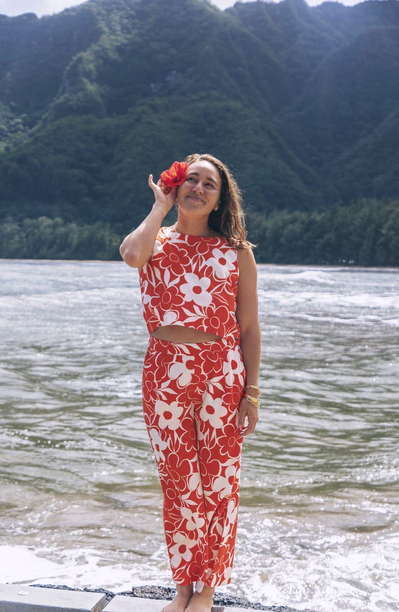 Hurley Daisy Floral Crop Tank, Alternate, color, Terracotta