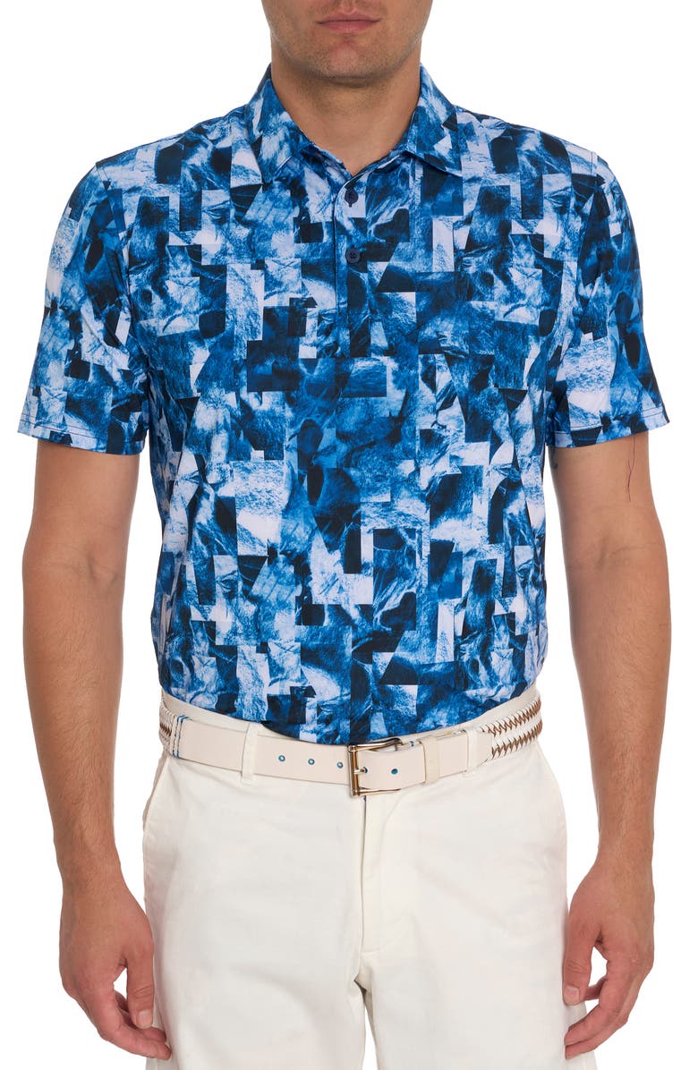 Robert Graham Tetris Blocks Short Sleeve Performance Polo, Main, color, 