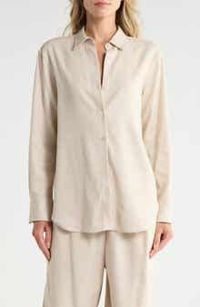 Linen Blend Boyfriend Shirt