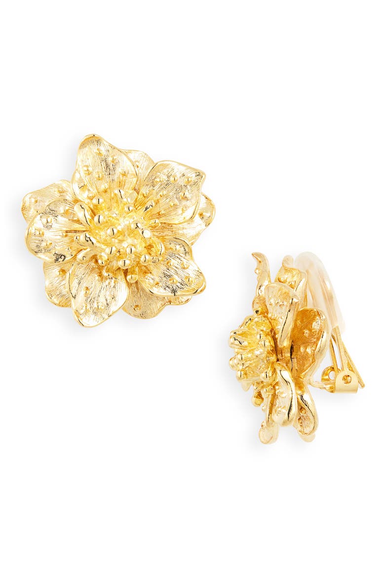 Dogwood Flower Earrings, Main, color, GOLD