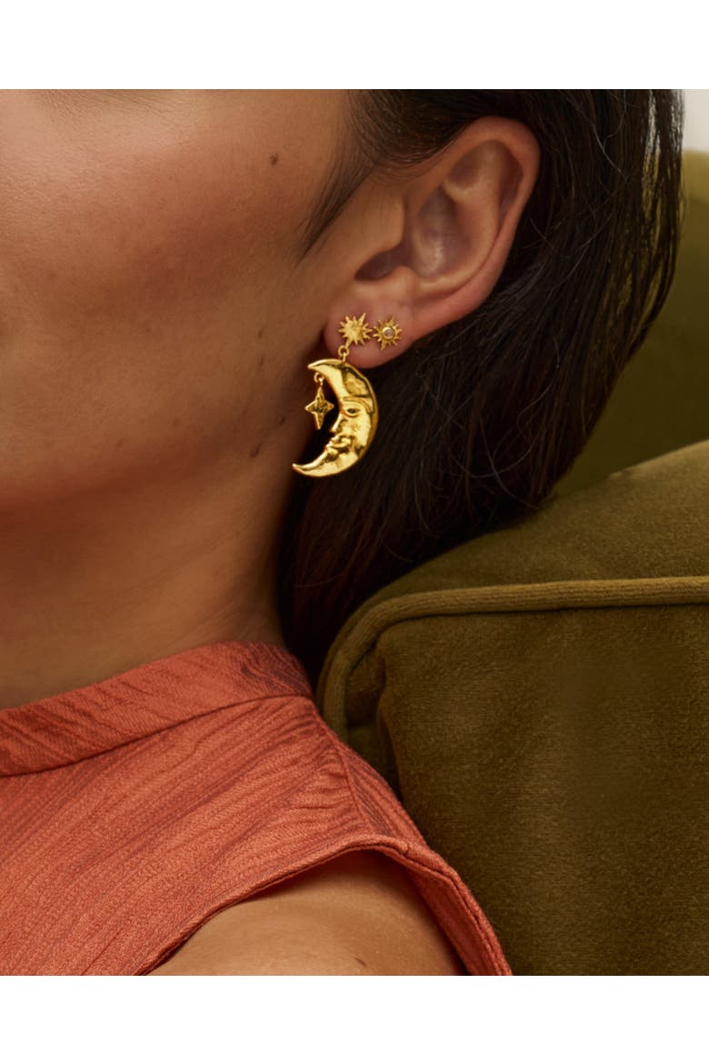 Crescent Moon Drop Earrings, Alternate, color, Gold