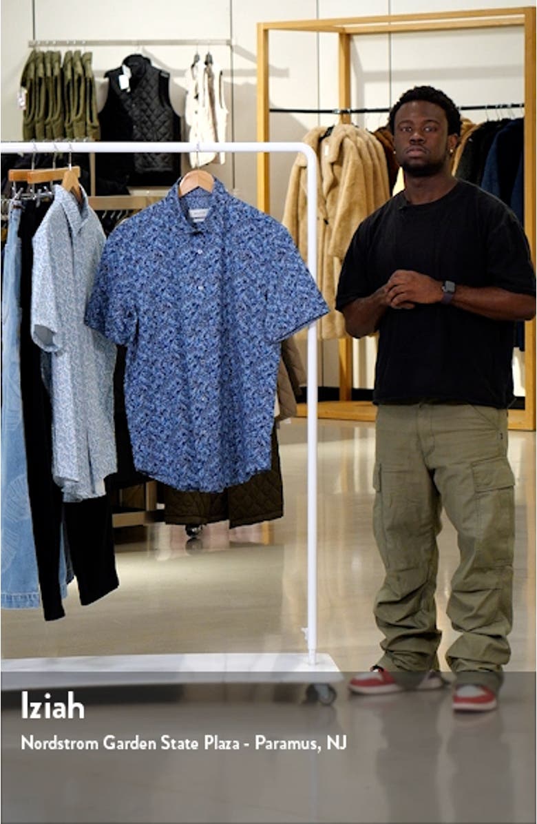 Myron OoohCotton<sup>®</sup> Bird of Paradise Print Short Sleeve Button-Up Shirt, sales video thumbnail