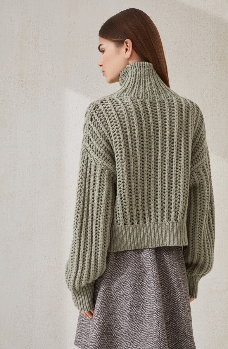 Brunello Cucinelli Cashmere Feather yarn sweater, Alternate, color, Green