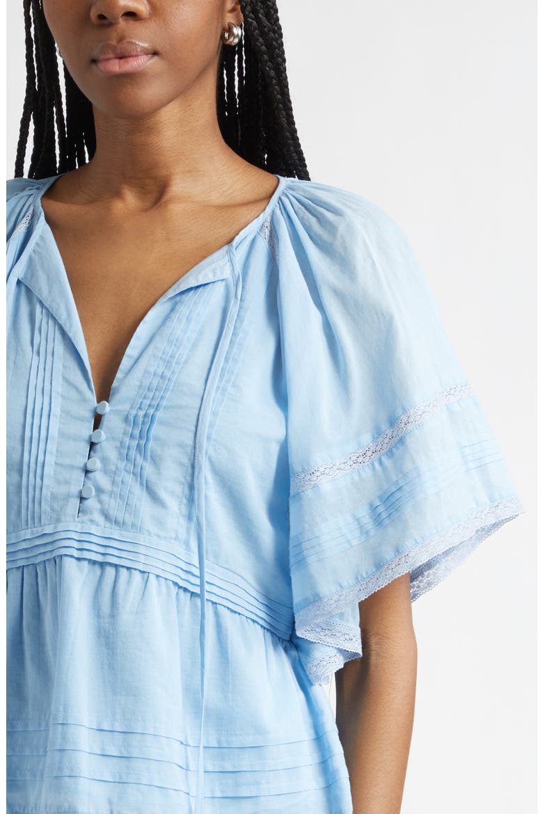 Sherry Pintuck & Lace Detail Cotton Top, Alternate, color, BAZAAR BLUE