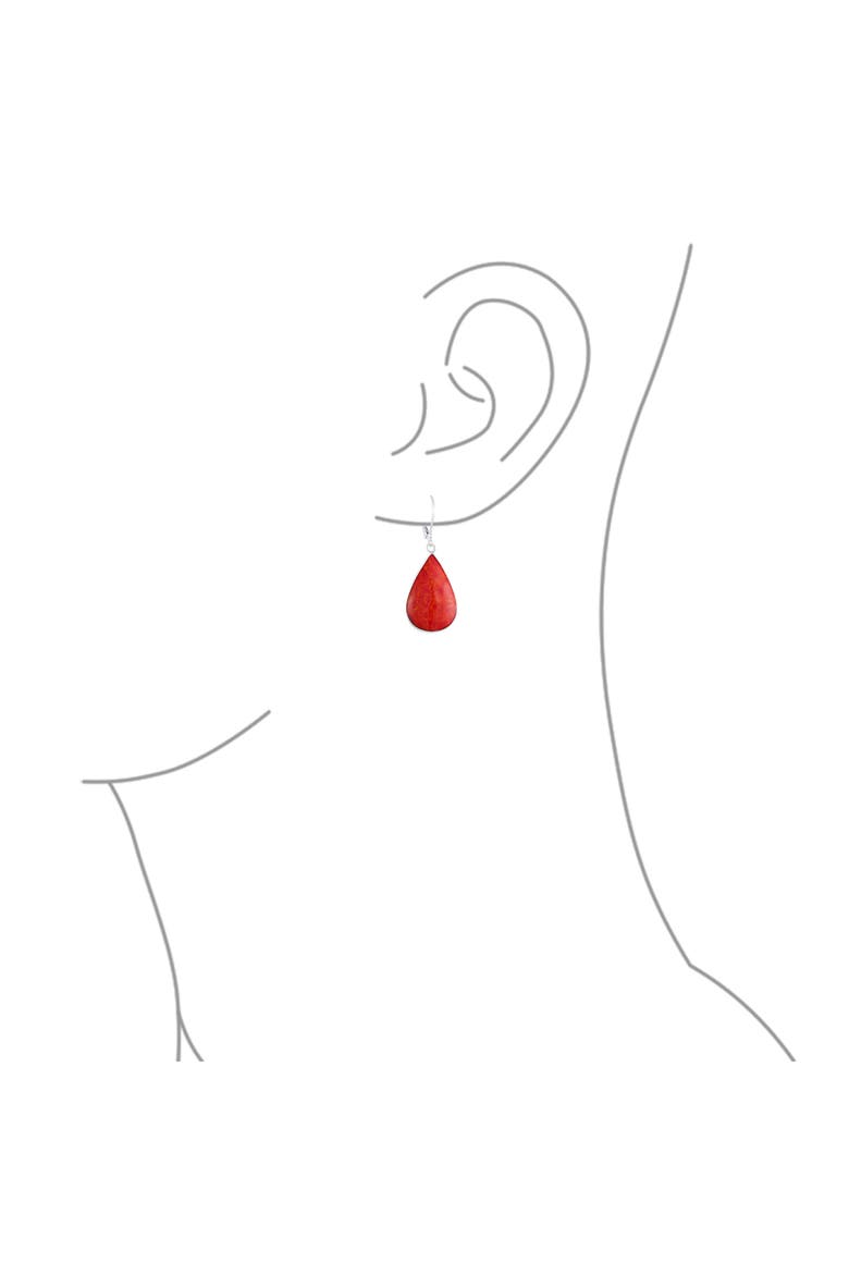 Sterling Silver Teardrop Earrings, Alternate, color, RED