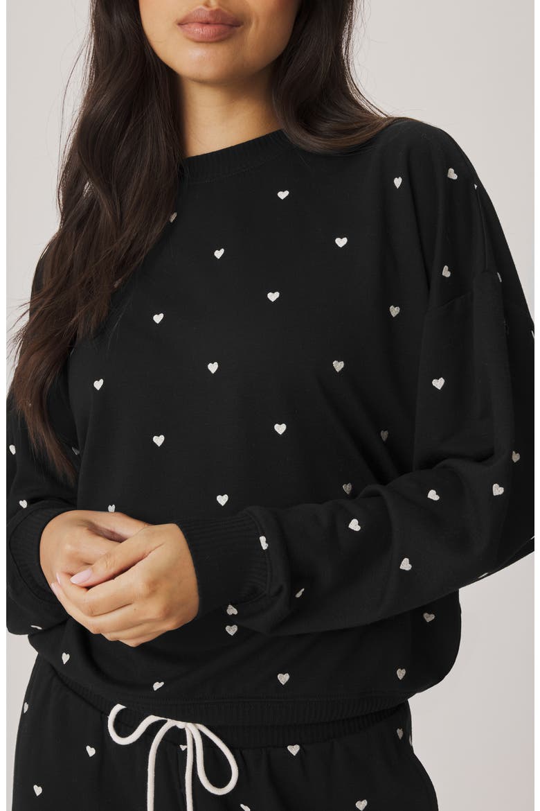 Love Embroidered Lounge Sweatshirt, Alternate, color, BLACK/ IVORY