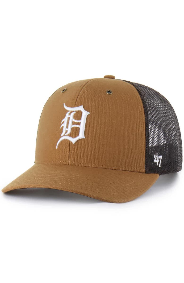 CARHARTT X 47 Men's Carhartt x '47  Brown Detroit Tigers Trucker Adjustable Hat, Main, color, Brown