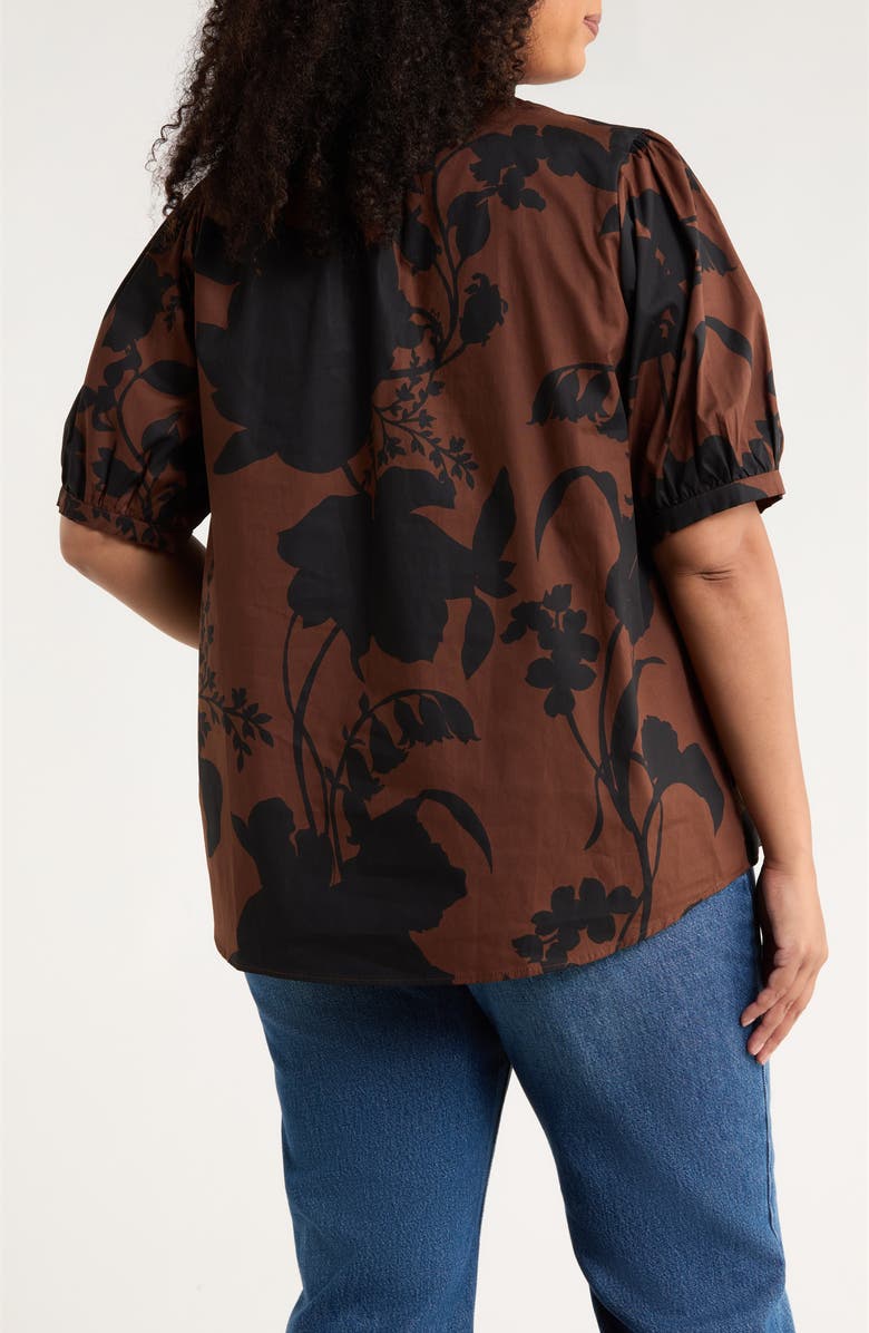 SUGARLIPS Somerton Floral Cotton Top, Alternate, color, Chocolate