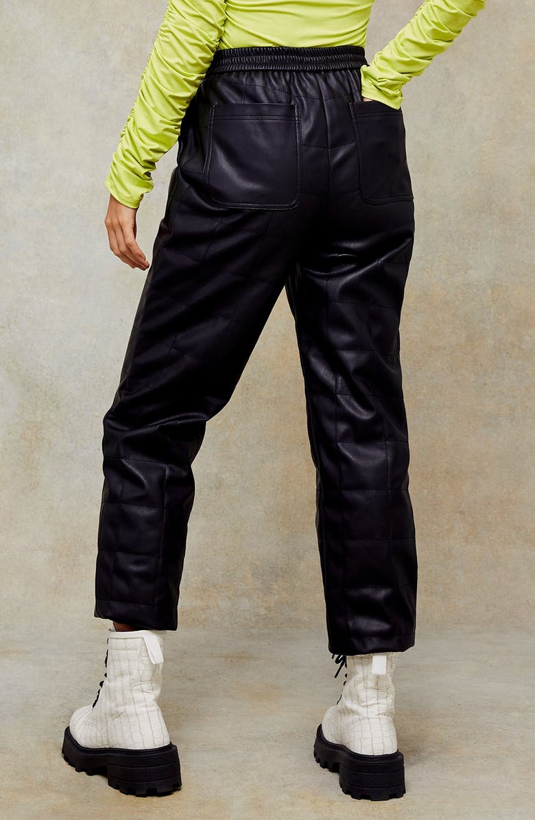 Topshop Quilted Faux Leather Jogger Pants, Alternate, color, 