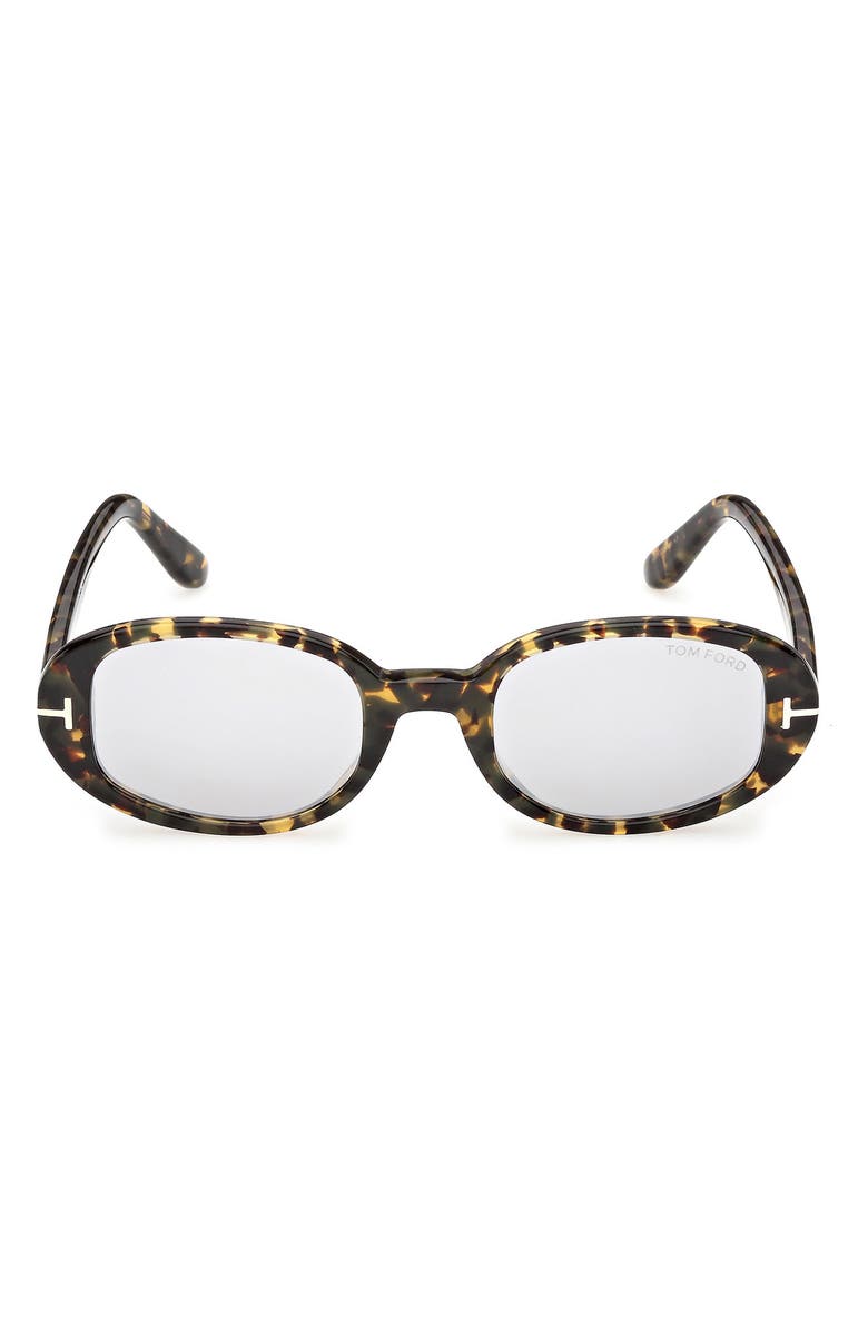 TOM FORD 49mm Small Iggy Oval Sunglasses, Main, color, Tortoise Shell Havana / Mirror
