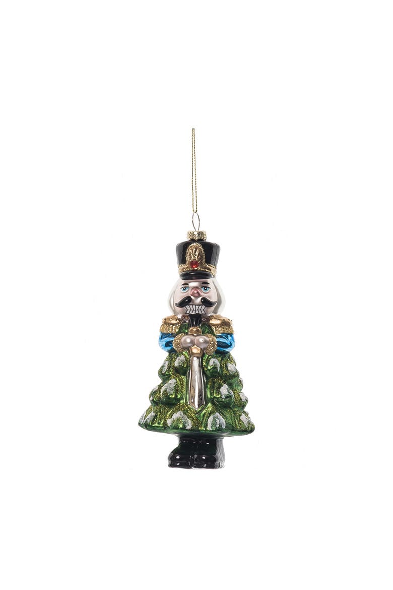Multicolor Glass Holiday Nutcracker Tree Ornament for Decor, Main, color, Green