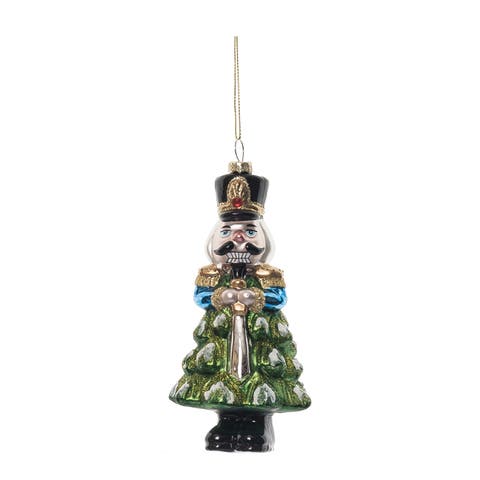 Multicolor Glass Holiday Nutcracker Tree Ornament for Decor