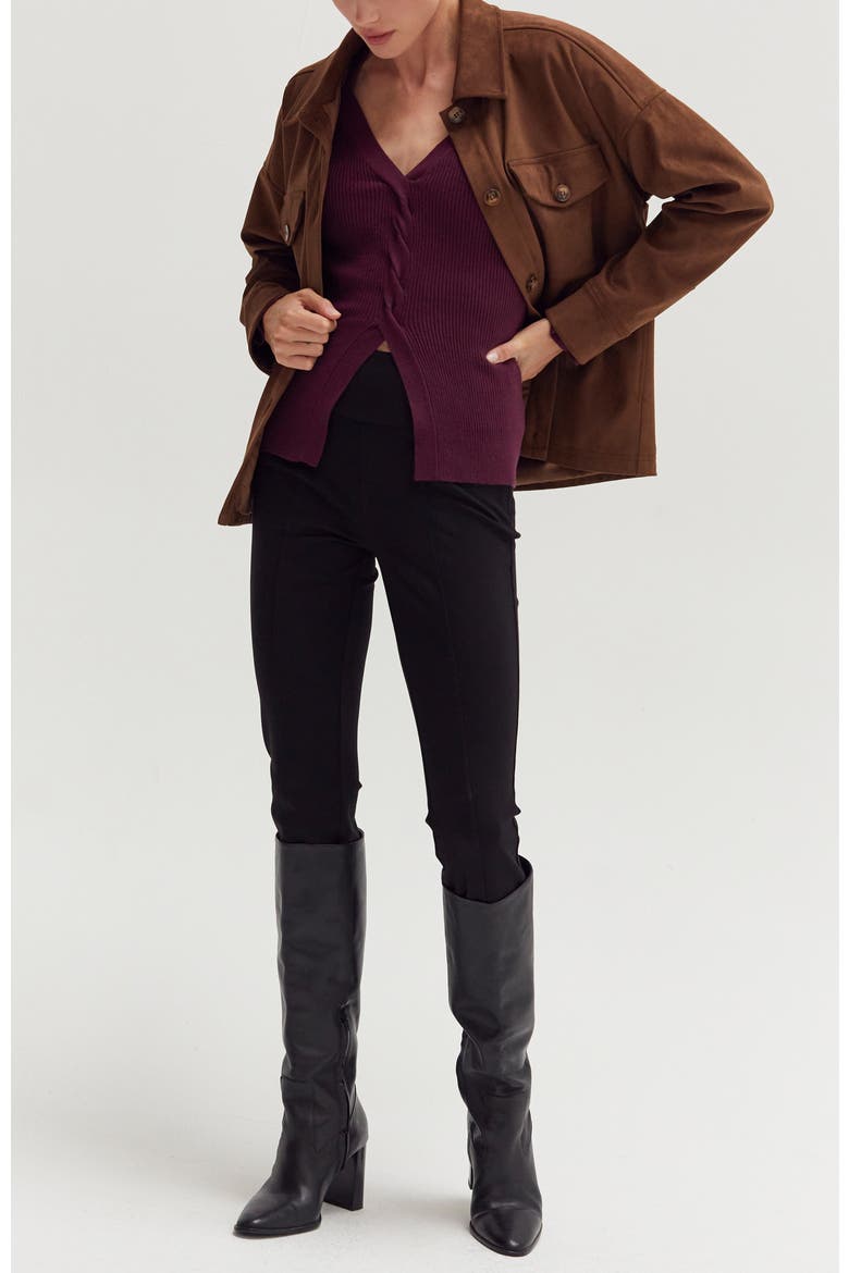 Faux Suede Shirt Jacket, Alternate, color, Espresso