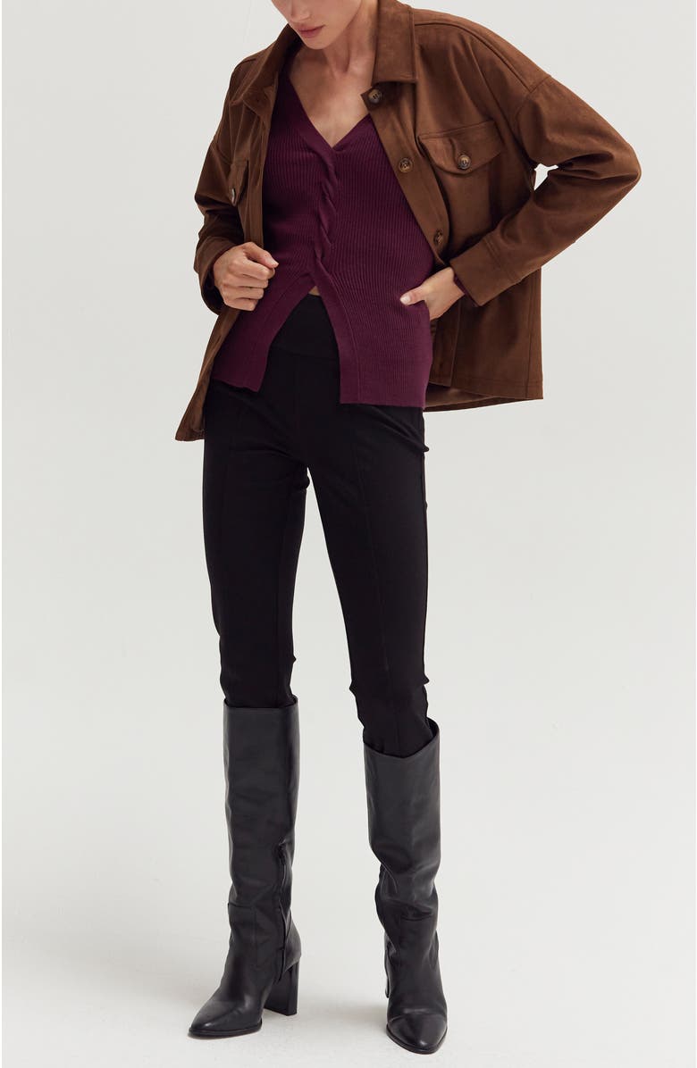 CRESCENT Faux Suede Shirt Jacket, Alternate, color, Espresso