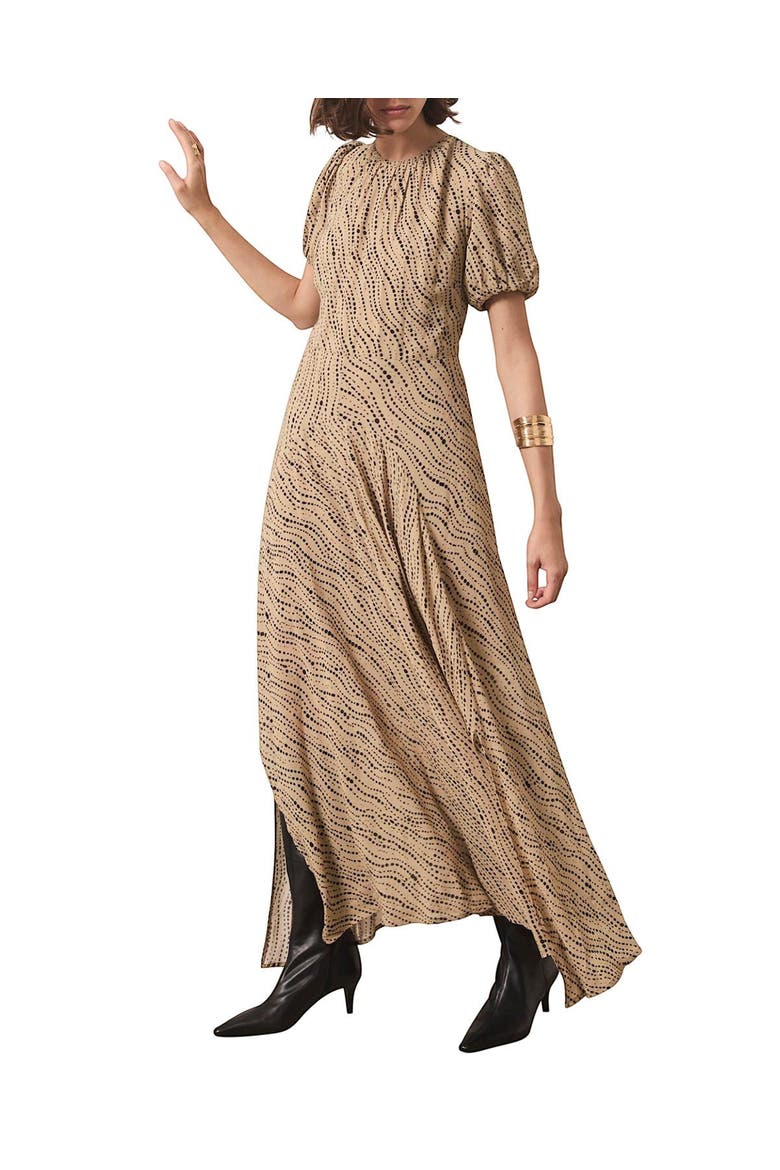 Puff Sleeve Printed Maxi Dress, Alternate, color, Natural