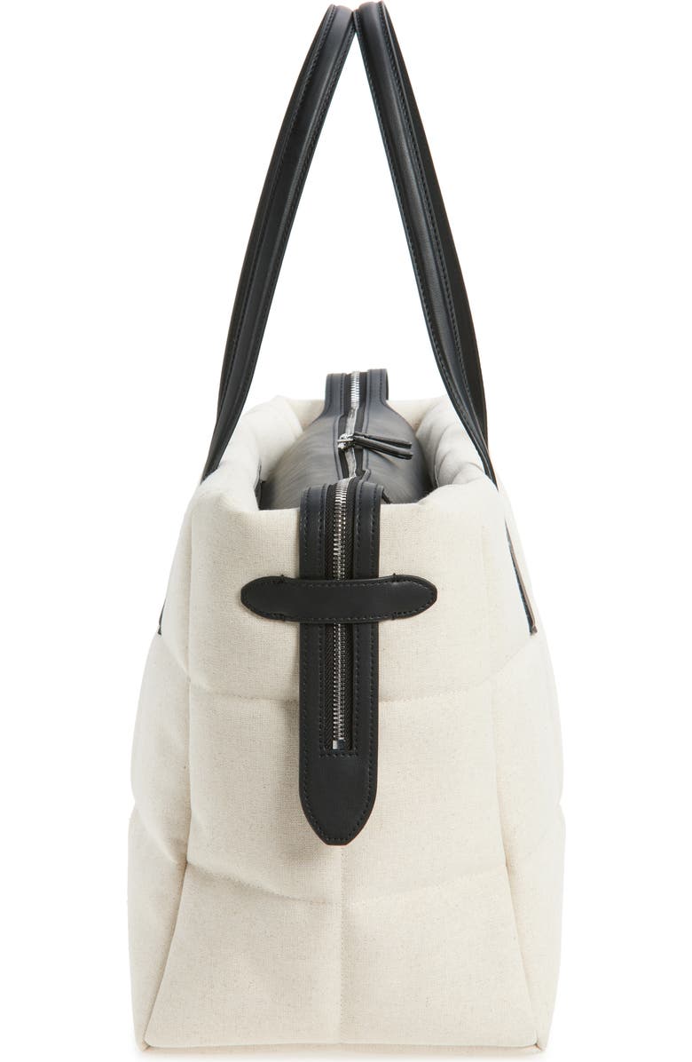 VeeCollective Large Tela Quilted Tote, Alternate, color, Natural Canvas / Black Bbk