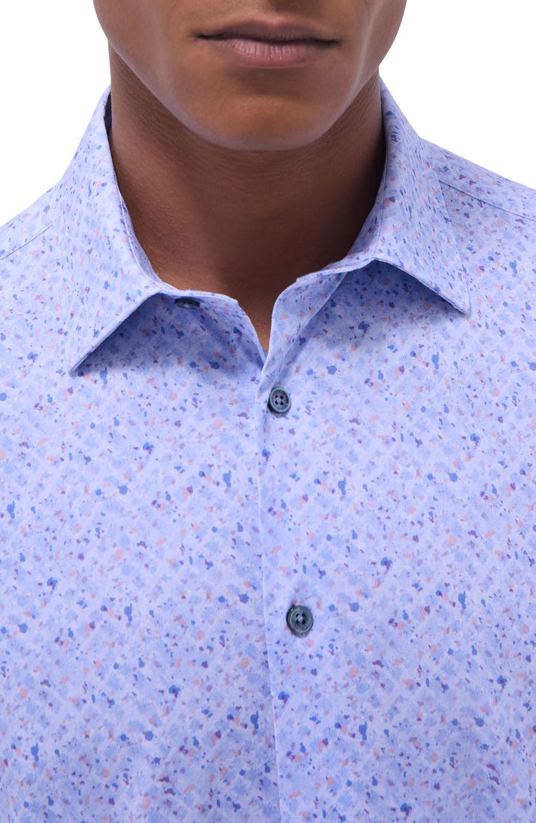 Bugatchi Jimmy OoohCotton<sup>®</sup> Print Button-Up Shirt, Alternate, color, Air Blue