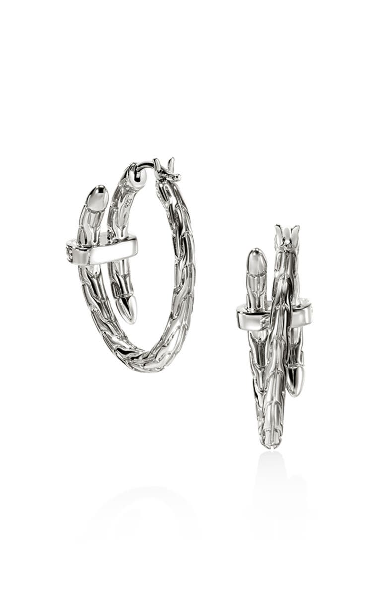 John Hardy Spear Hoop Earrings, Silver, Diamonds, 22.5mm, Alternate, color, Silver