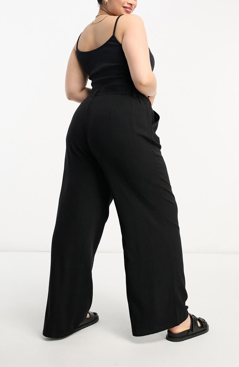 ASOS DESIGN Curve Pleated Wide Leg Trousers, Alternate, color, 