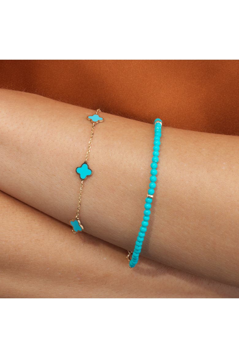 Mini Turquoise Clover Bracelet, Alternate, color, Turquoise