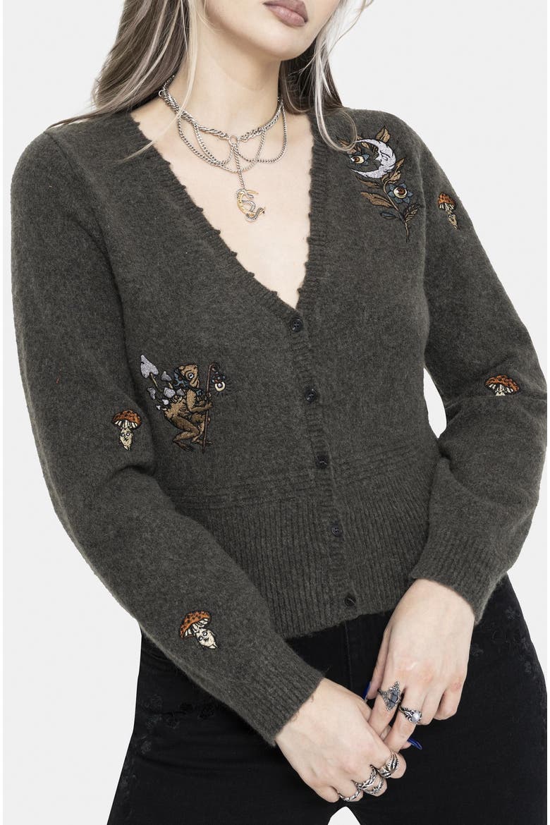 Hexborn Baba Yaga Knit Cardigan, Main, color, Grey