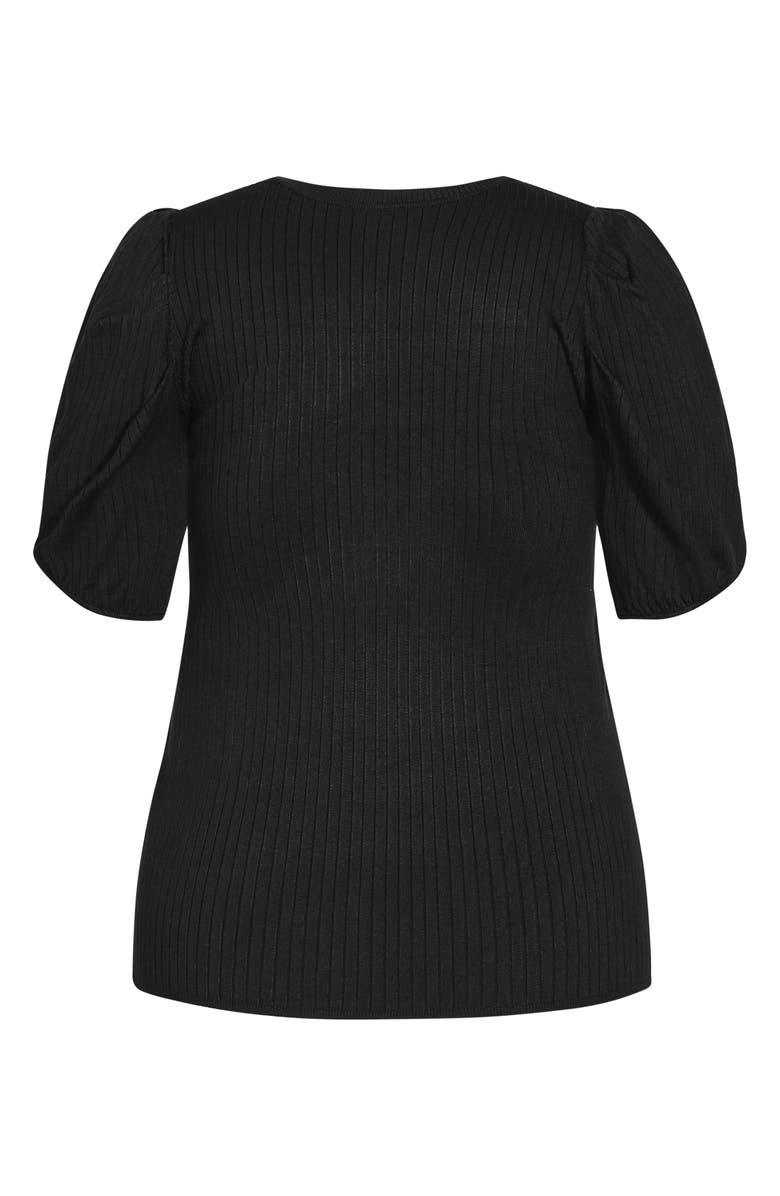 City Chic Sweet Rib Puff Sleeve Top, Alternate, color, 