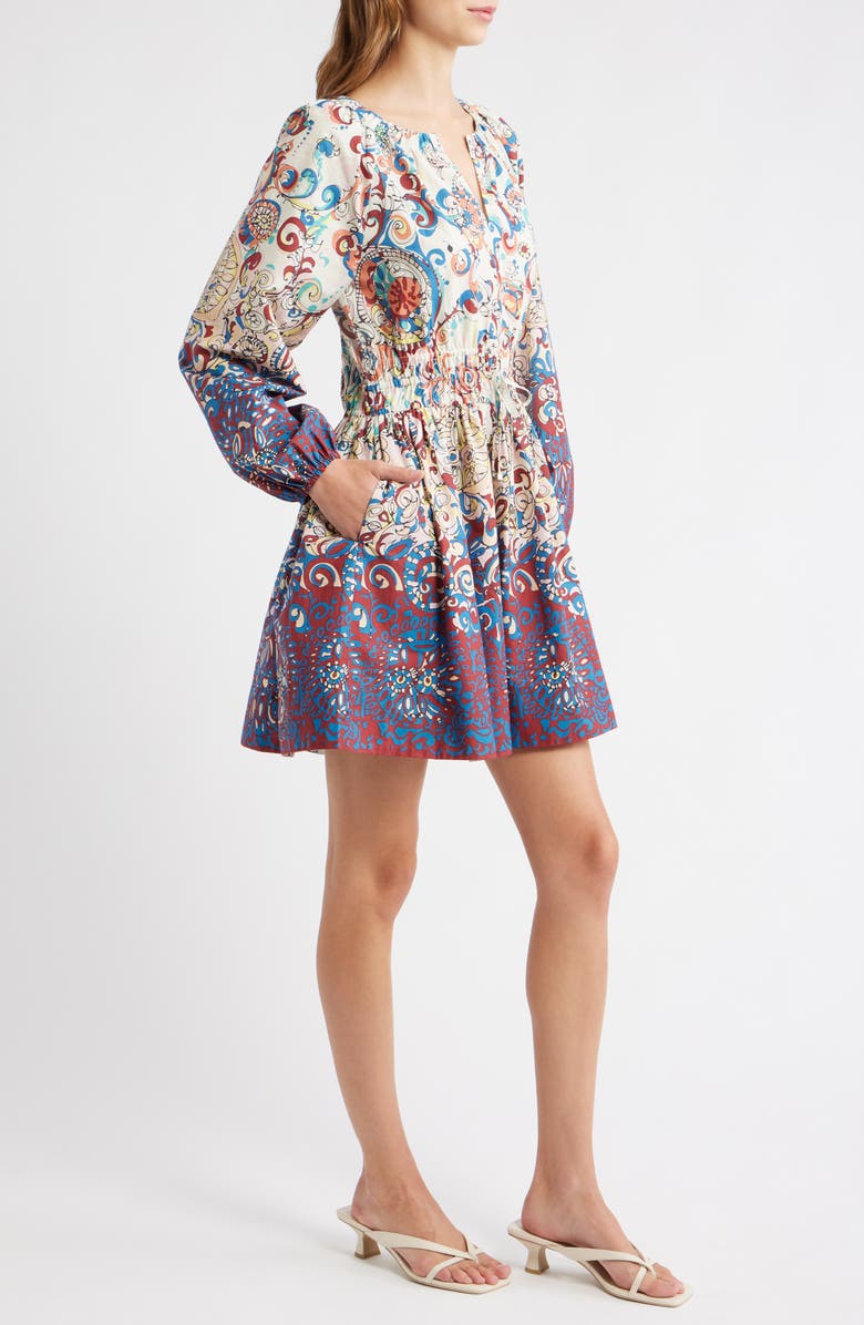 LOVE THE LABEL Noah Print Long Sleeve Fit & Flare Dress, Alternate, color, Andreeva Ombre Print