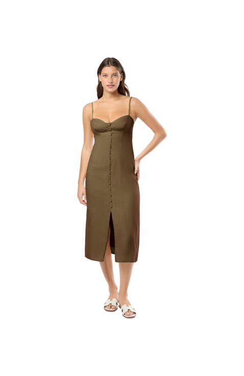Air Linen Corset Midi Dress