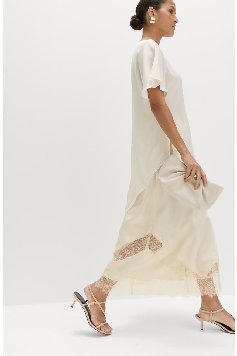 Lace Inset Midi Slip Skirt, Alternate, color, IVORY