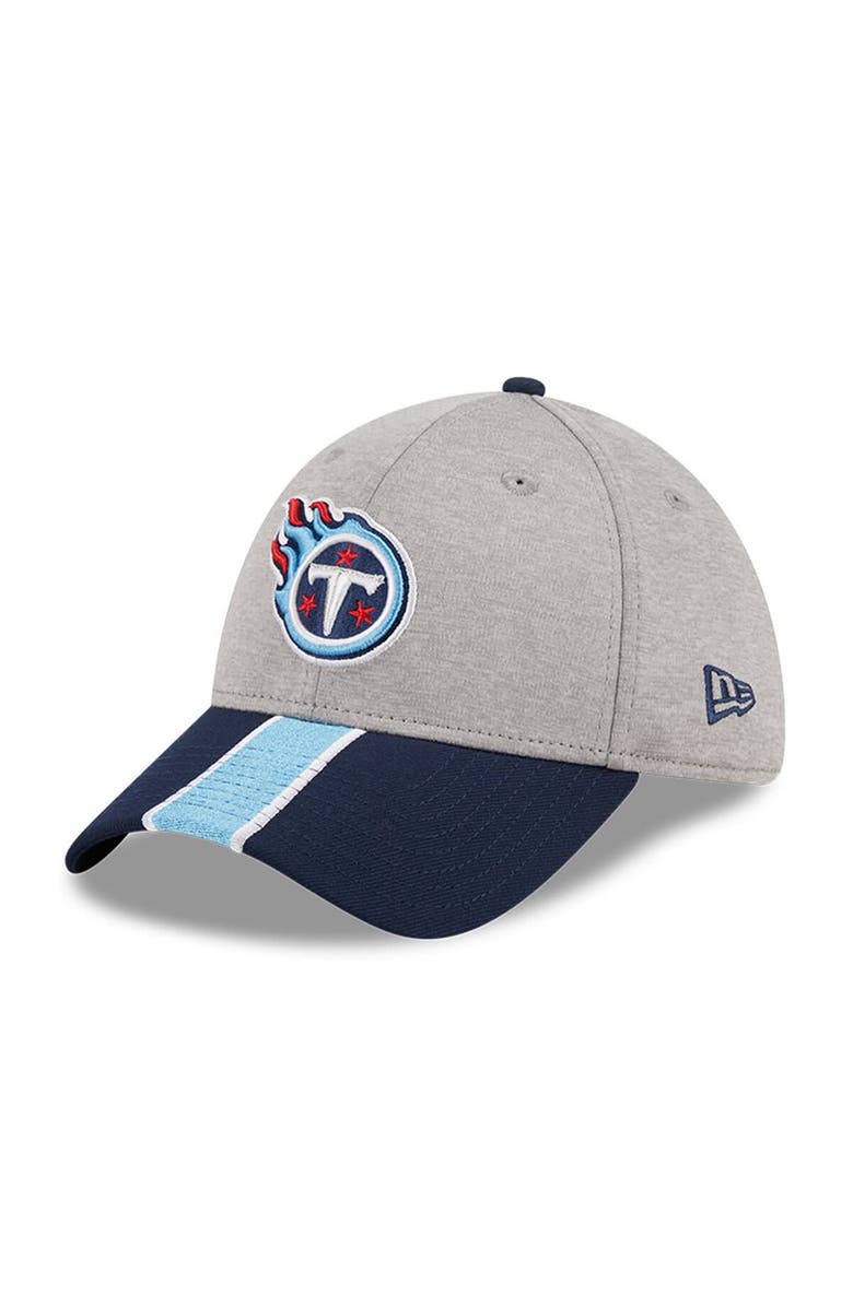 New Era Men's New Era Heather Gray/Navy Tennessee Titans Striped 39THIRTY Flex Hat, Alternate, color, Heather Gray