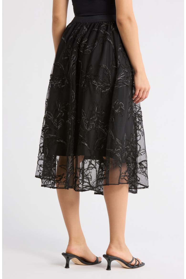 Chiffon Overlay Midi Skirt, Alternate, color, BLACK