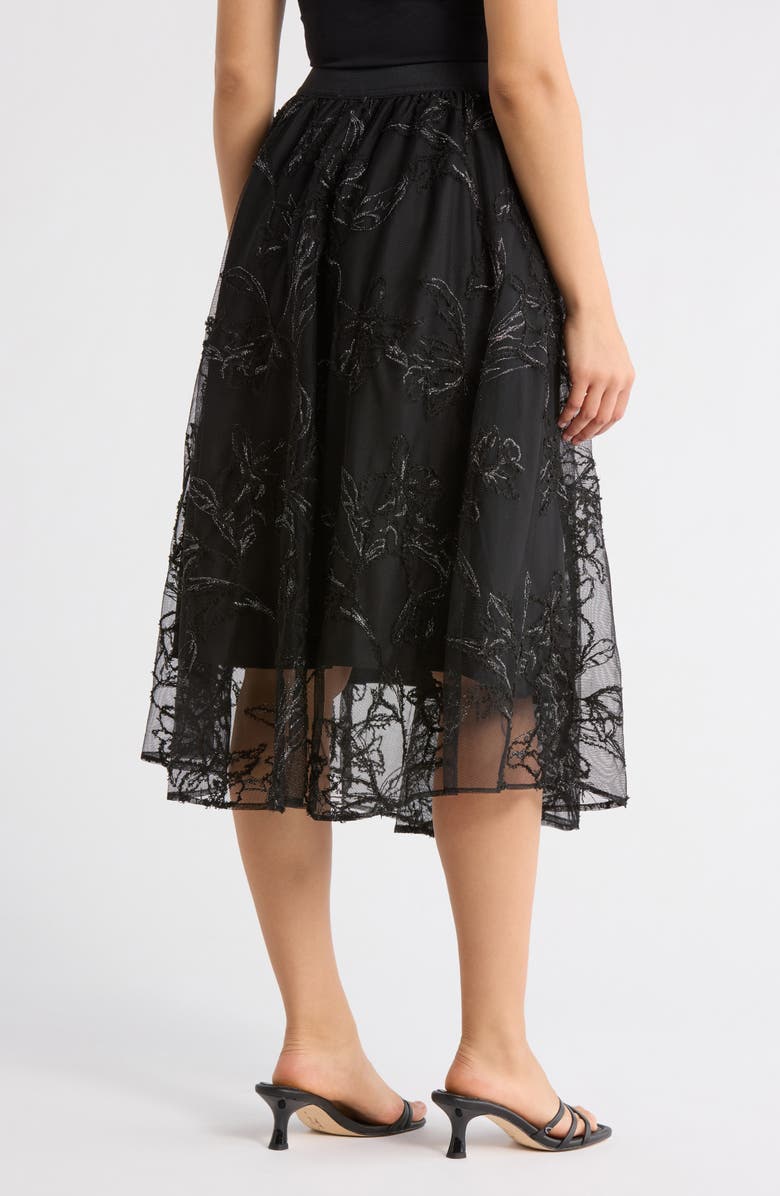 Adrianna Papell Chiffon Overlay Midi Skirt, Alternate, color, Black