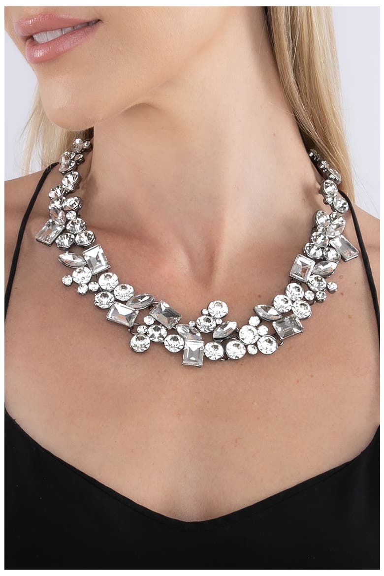 Crystal Cluster Collar Necklace, Alternate, color, NONE