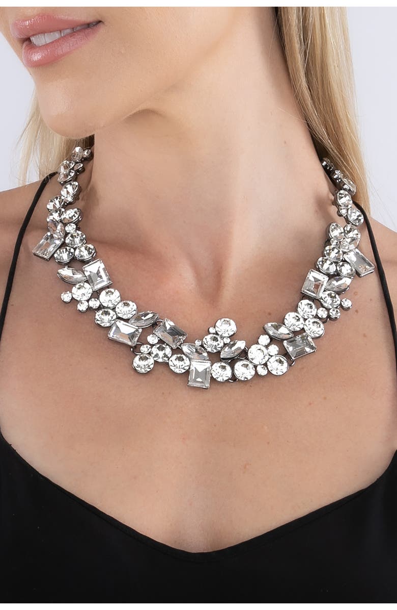 EYE CANDY LOS ANGELES Crystal Cluster Collar Necklace, Alternate, color,