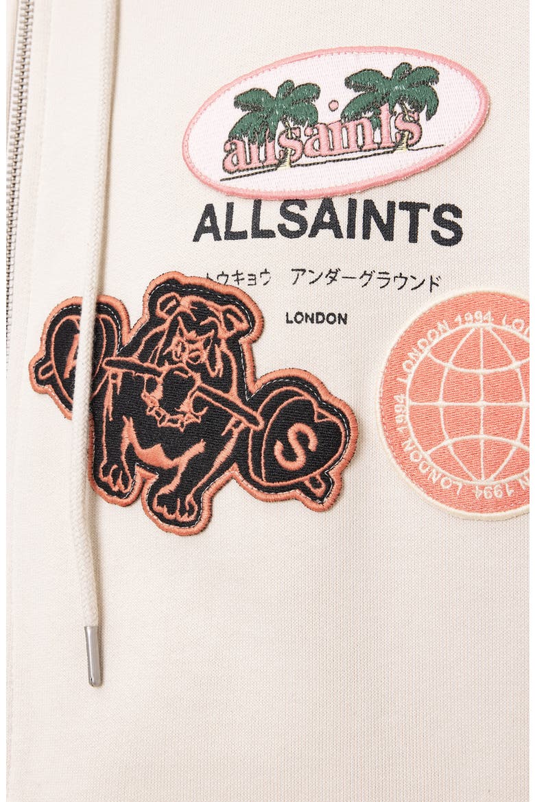 Patcher Graphic Cotton Zip Front Hoodie, Alternate, color, DUSK WHITE