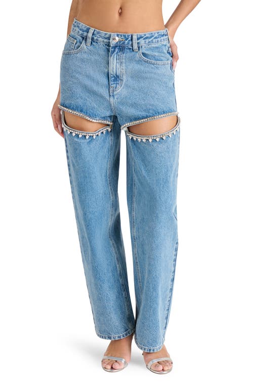 Steve Madden Taylor Rhinestone Trim Pants In Doha Wash