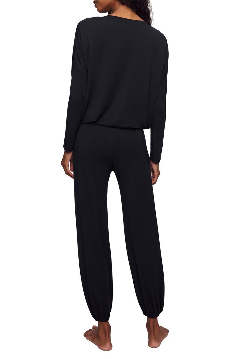 Gisele Jersey Knit Slouchy Pajamas, Alternate, color, BLACK/IVORY