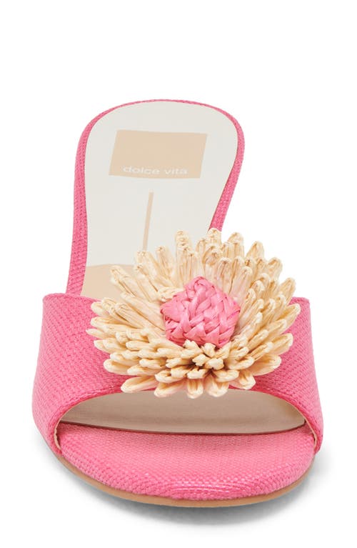 Dolce Vita Lourde Floral Kitten Heel Sandal In Pink Raffia