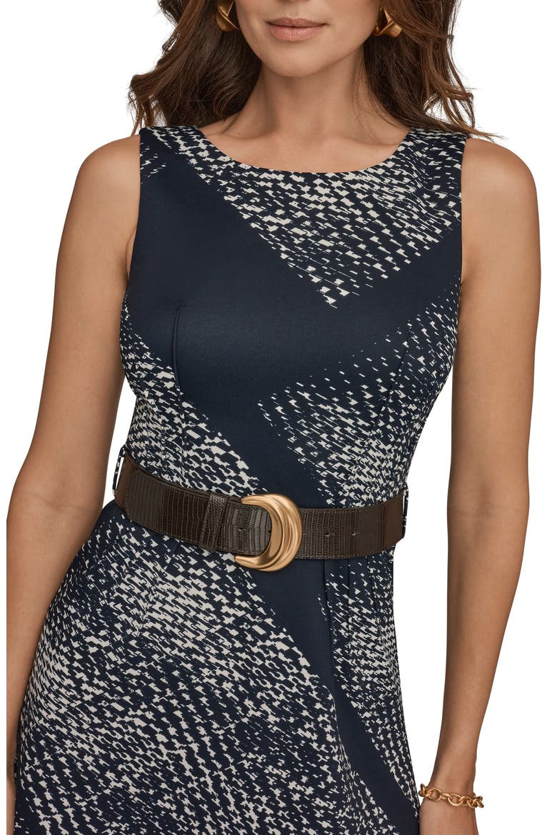 Belted Midi Dress, Alternate, color, NGHTFALL/ CREAM