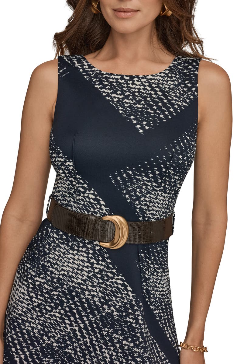 Donna Karan New York Belted Midi Dress, Alternate, color, Nghtfall/ Cream