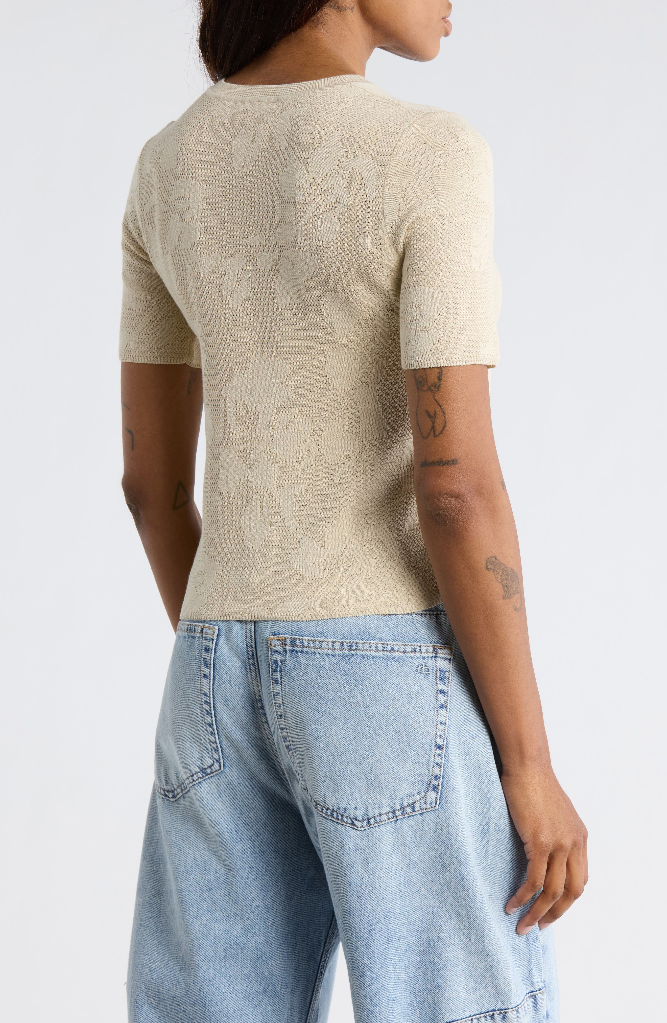 Pam Short Sleeve Cotton Jacquard Sweater - image 4