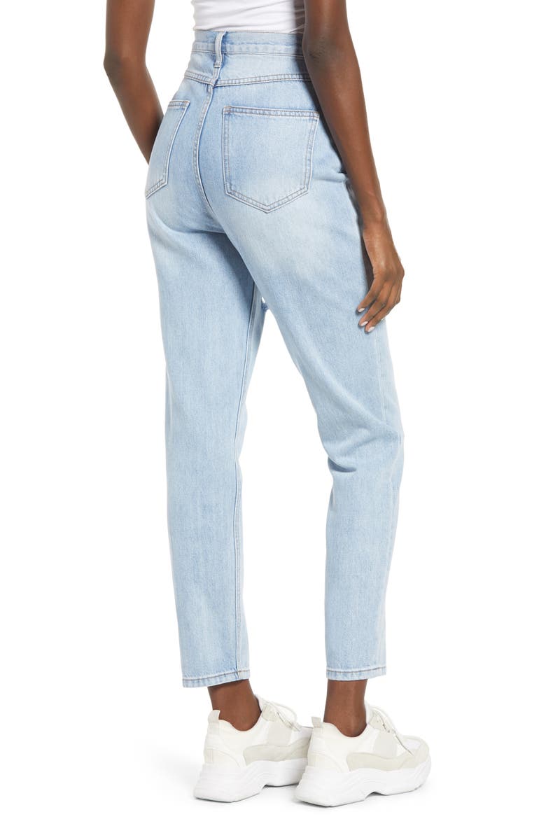 Ripped High Waist Ankle Jeans, Alternate, color, DENIM